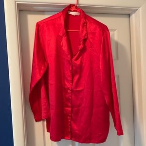 Victoria’s Secret red satin pajamas set.  Large.